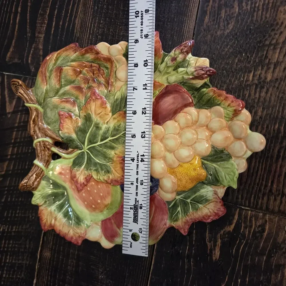 Fitz & Floyd Classics Autumn Plate Platter Wall Décor Branch Leaves Grapes Fruit